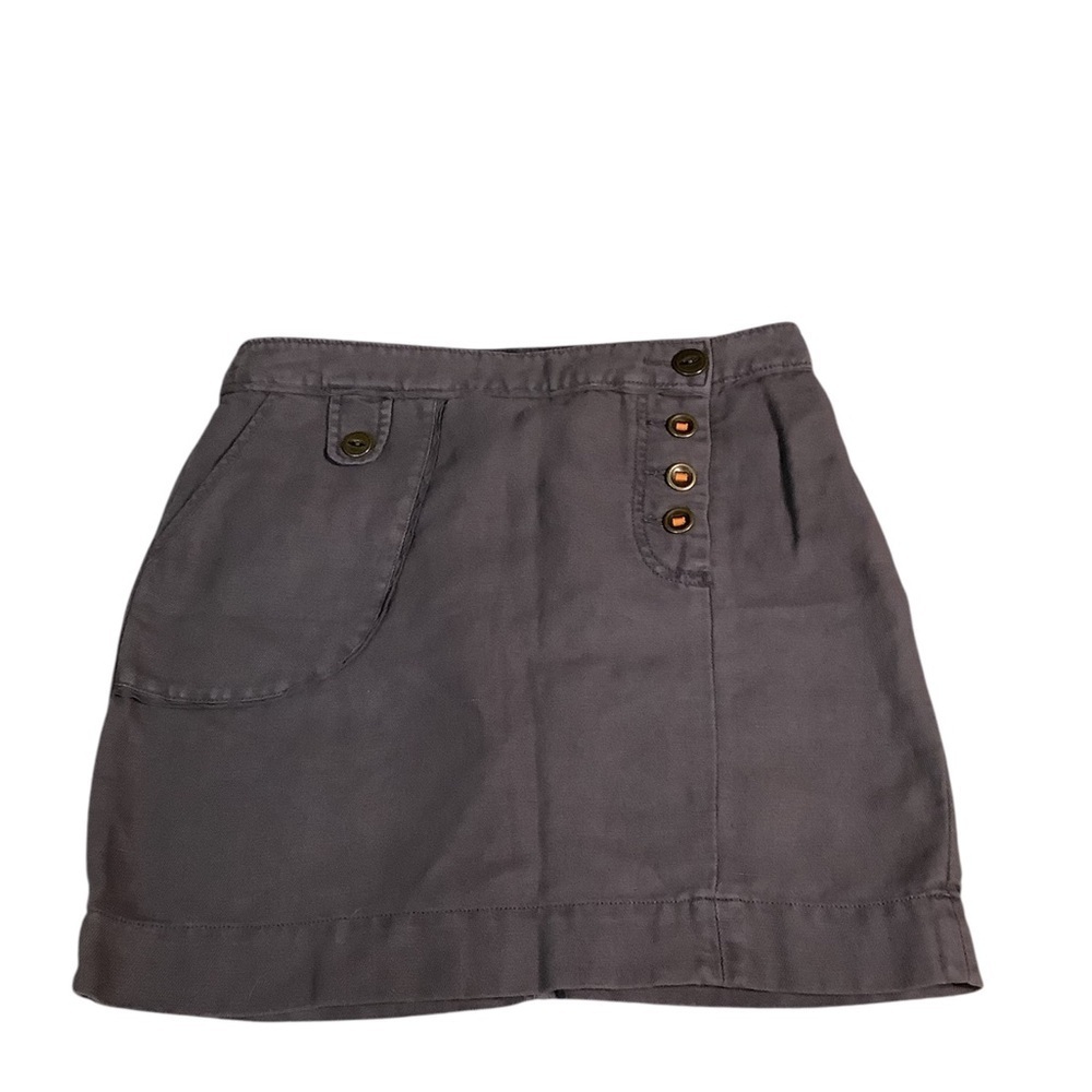 Anthropologie Maeve Gray Button-Front Mini Skirt